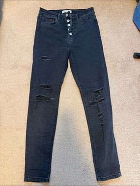Flying Monkey High-Rise Distressed Skinny Jeans - Black